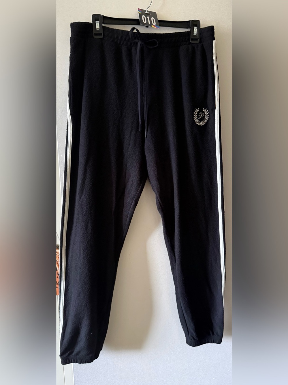 Victoria’s Secret/PINK Black fleece Pants with White Stripe